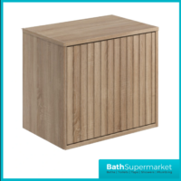 Orac Fluted Sonoma Oak Wall Hung Bathroom Cabinet Unit 600mm & White Counter Top Basin