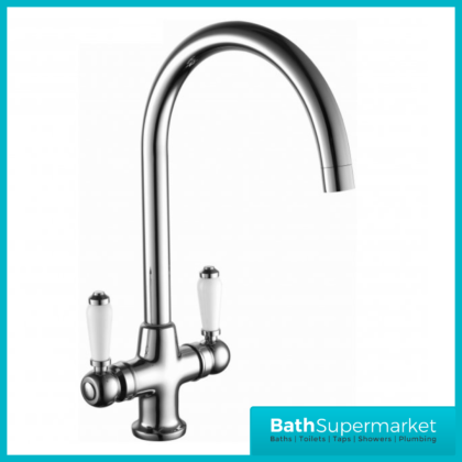 Kartell K-Vit Polished Chrome Dual Lever Handle Traditional Kitchen Sink Mixer Tap