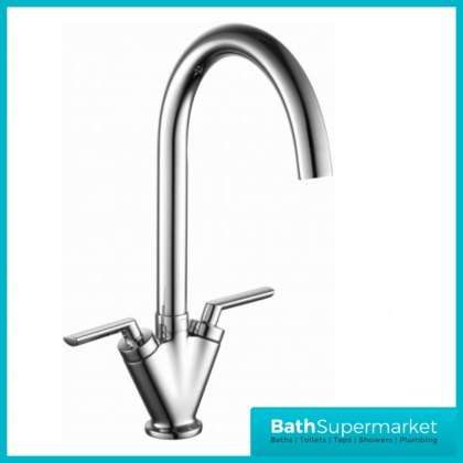 Kartell K-Vit Polished Chrome Round Dual Lever Handle Kitchen Sink Mixer Tap