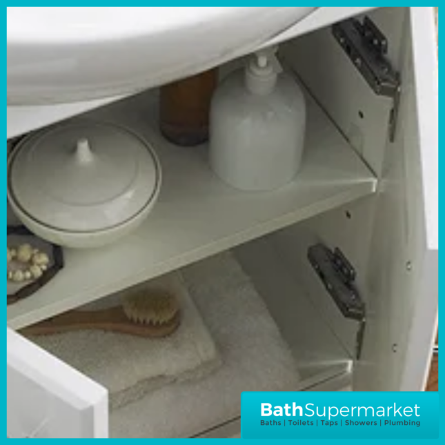 Mayford Gloss White Floor Standing Bathroom Vanity Cabinet Unit & Round Basin 650mm - Image 10