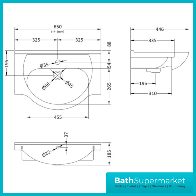 Mayford Gloss White Floor Standing Bathroom Vanity Cabinet Unit & Round Basin 650mm - Image 4