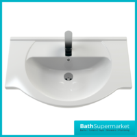 Mayford Gloss White Floor Standing Bathroom Vanity Cabinet Drawer Unit & Round Basin 750mm