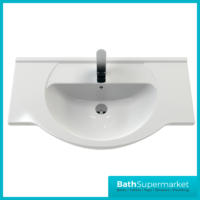 Mayford Gloss White Floor Standing Bathroom Vanity Cabinet Drawer Unit & Round Basin 850mm