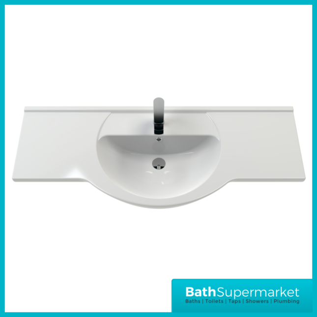 Mayford Gloss White Floor Standing Bathroom Vanity Cabinet Drawer Unit & Round Basin 1200mm - Image 4