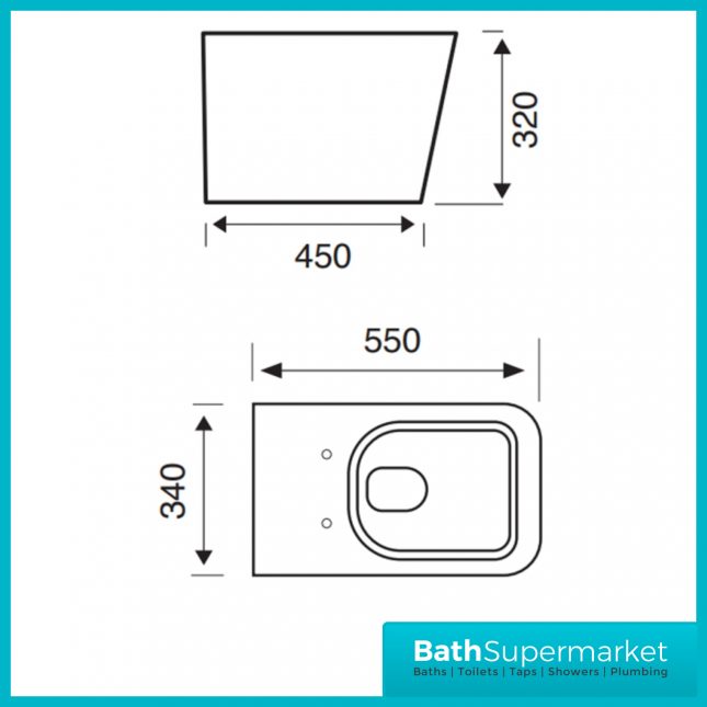 Kartell K-Vit Genoa Square Back To Wall Rimless Toilet Pan & Soft Close Seat