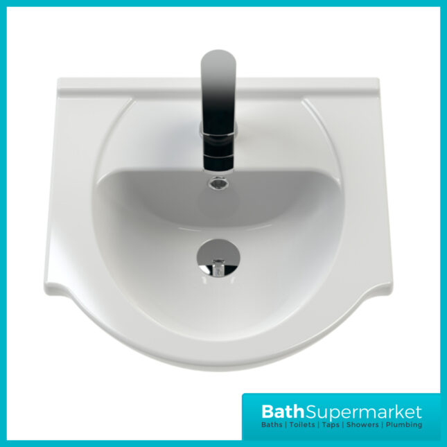 Mayford Gloss White Floor Standing Bathroom Vanity Cabinet Unit & Round Basin 650mm
