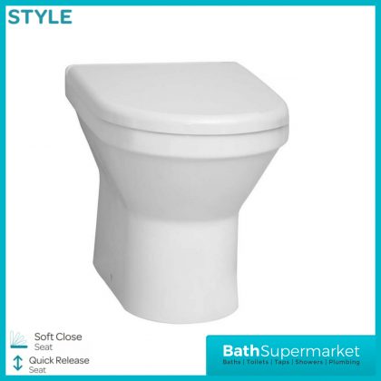 Kartell K-Vit Style White Back To Wall Toilet Pan & Soft Close Seat