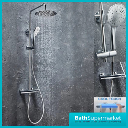 Sognare Chrome Round Cool Touch Exposed Valve Rigid Riser Shower