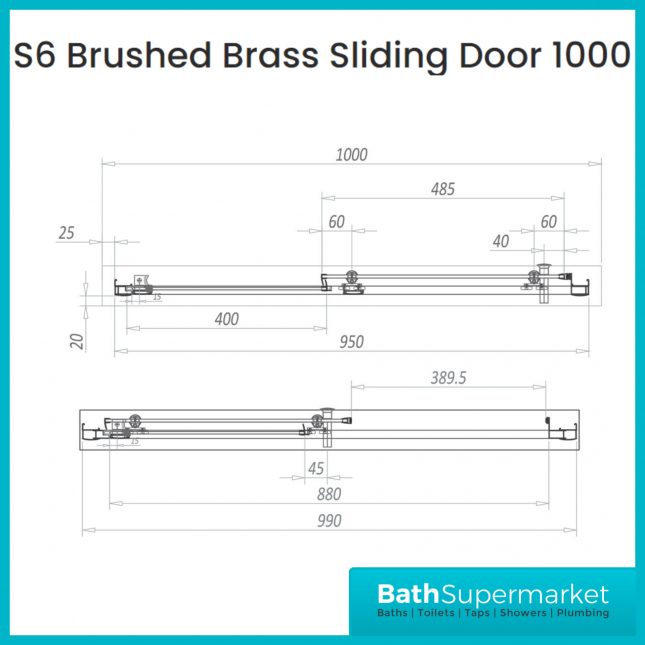Sognare Brushed Brass S6 Sliding Shower Door Enclosure & Optional Side Panel-1900mm High