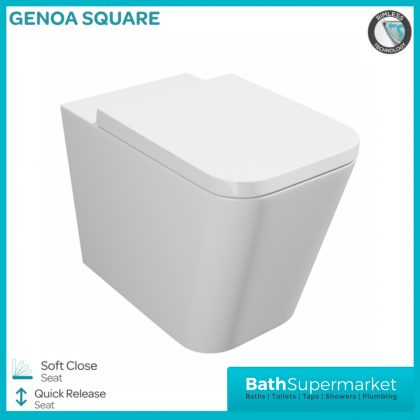 Kartell K-Vit Genoa Square Back To Wall Rimless Toilet Pan & Soft Close Seat