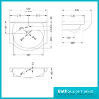 Mayford Gloss White Floor Standing Bathroom Vanity Cabinet Unit & Round Basin 550mm