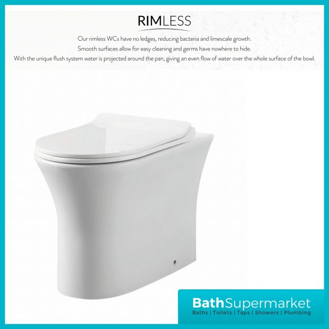 Sognare Comfort Height Rimless Back To Wall Toilet Pan With Slim Soft Close Seat