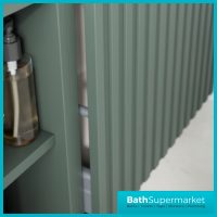 Orac Fluted Reed Green Wall Hung Side Shelf Vanity Unit 800mm & White Counter Top Basin