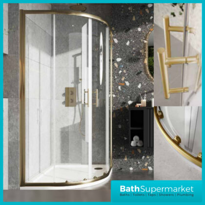 Sognare Brushed Brass Double Door Quadrant Shower Enclosure 900mm x 900mm