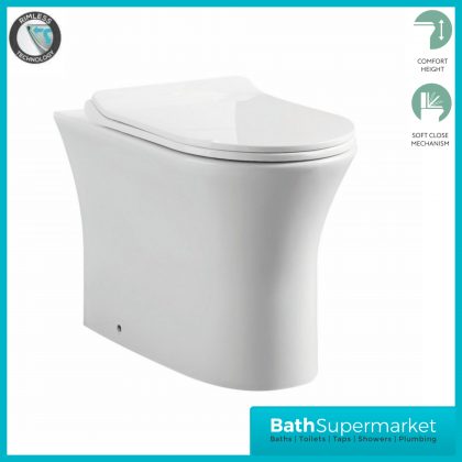 Sognare Comfort Height Rimless Back To Wall Toilet Pan With Slim Soft Close Seat