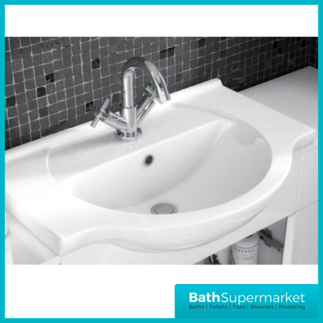 Mayford Gloss White Floor Standing Bathroom Vanity Cabinet Unit & Round Basin 650mm - Image 5