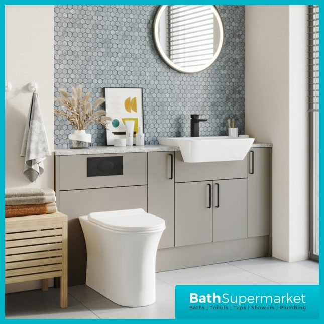 Sognare Comfort Height Rimless Back To Wall Toilet Pan With Slim Soft Close Seat