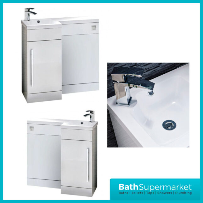 Sognare Mili Gloss White Bathroom Basin Unit Furniture Pack 900mm LH & RH