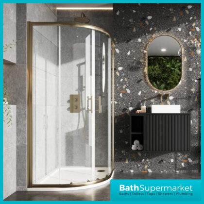 Sognare Brushed Brass Double Door Quadrant Shower Enclosure 900mm x 900mm