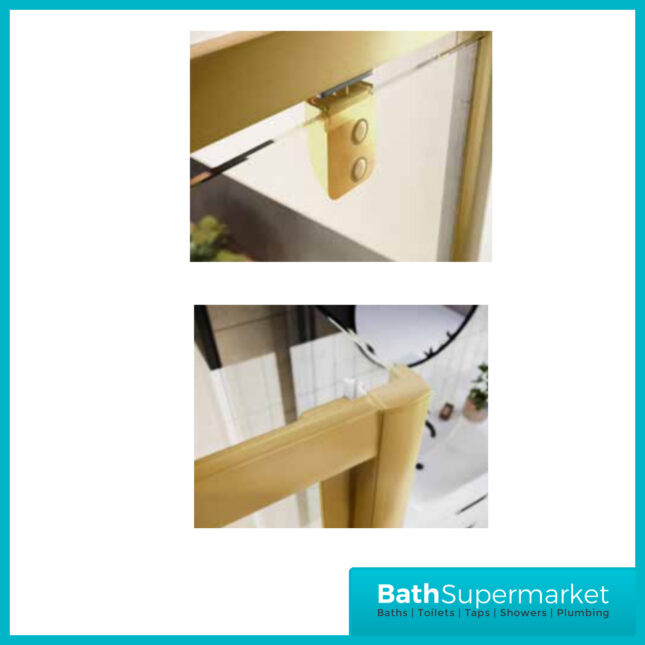 Sognare Brushed Brass Universal Pivot Shower Door ( 800mm-900mm)Enclosure & Optional Side Panel - Image 3