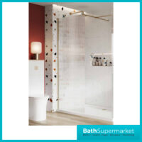 Scudo Brushed Brass Fluted 8mm Glass Shower Wetroom Screen Panel & Support Arm - Image 4