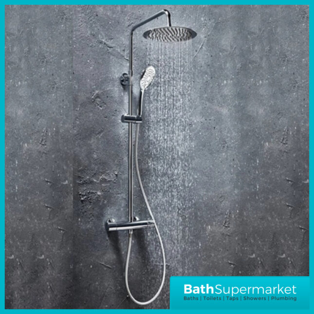 Messi Chrome Round Cool Touch Rigid Riser Shower