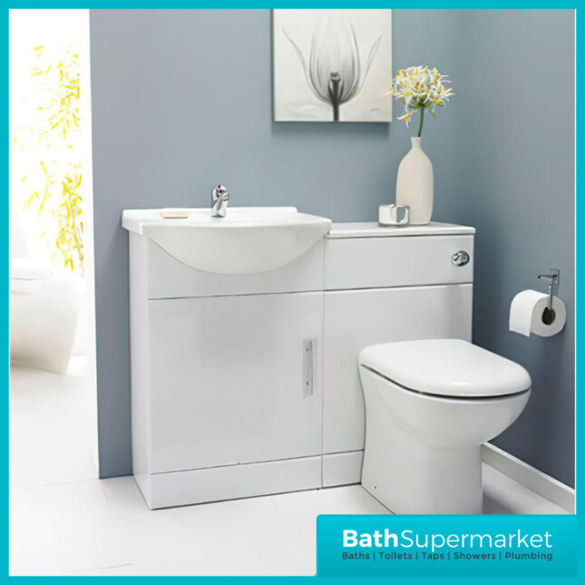 Mayford Gloss White Floor Standing Bathroom Vanity Cabinet Unit & Round Basin 450mm - Image 11