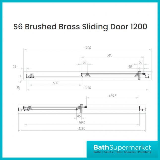 Sognare Brushed Brass S6 Sliding Shower Door Enclosure & Optional Side Panel-1900mm High - Image 10
