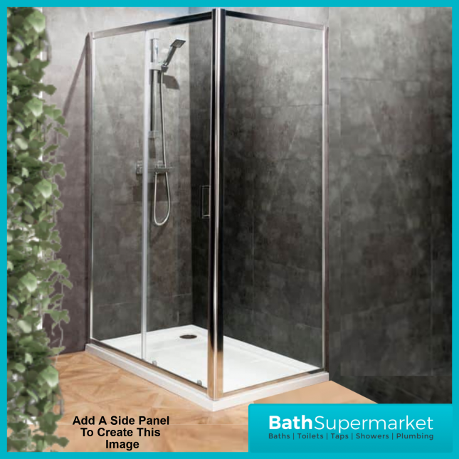 Kartell K-Vit Chrome 6mm Sliding Shower Door Enclosure & Optional Side Panel-1850mm High