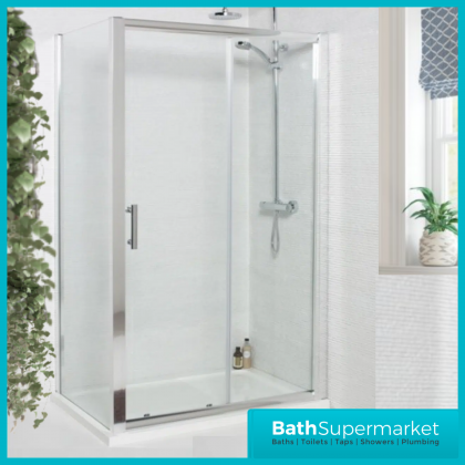 Kartell K-Vit Chrome 6mm Sliding Shower Door Enclosure & Optional Side Panel-1850mm High