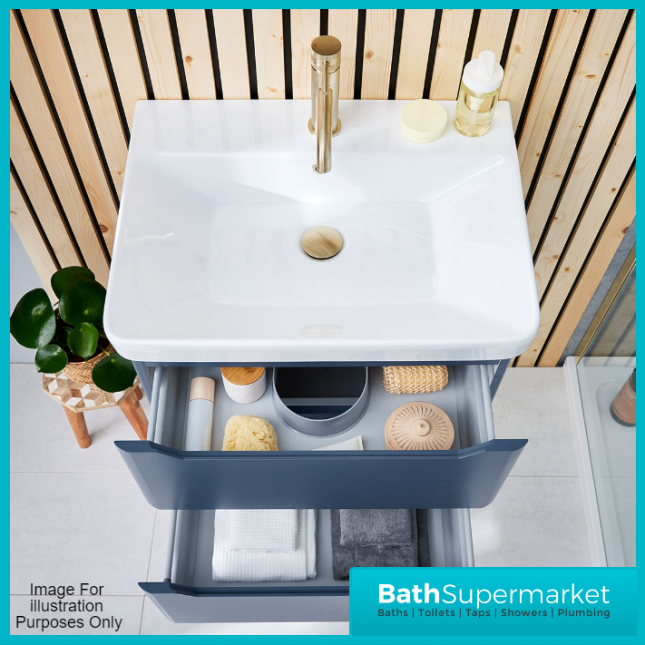 Biella Blue Floor Standing Drawer Vanity Unit & Basin 600mm