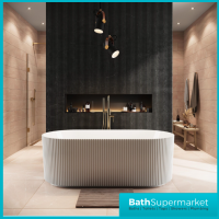 Sognare Labyrinth White Fluted Freestanding Double Ended Bath 1700mm - Image 2