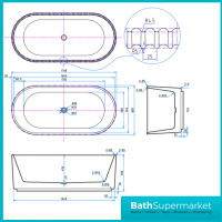 Sognare Labyrinth White Fluted Freestanding Double Ended Bath 1700mm - Image 3
