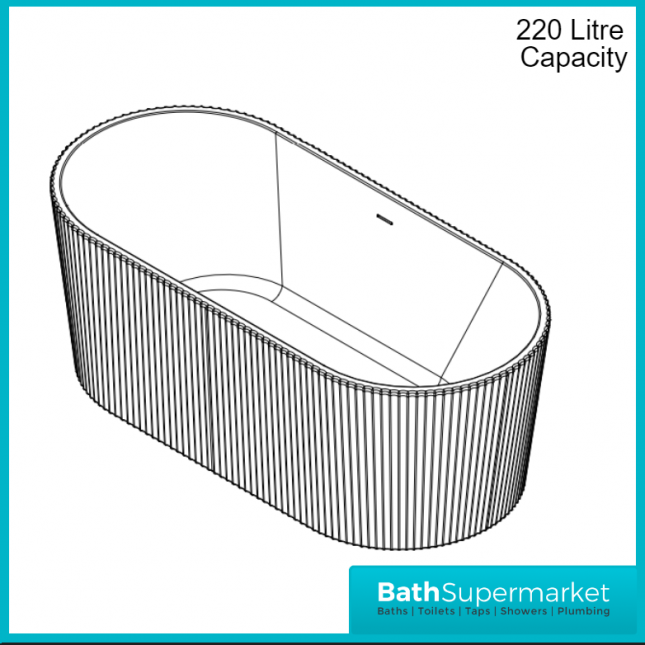 Sognare Labyrinth White Fluted Freestanding Double Ended Bath 1700mm - Image 4