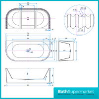Sognare Labyrinth Fluted Double Ended Back to Wall Bath 1700mm - Image 3
