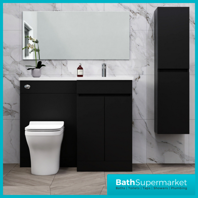 Empire Matt Black Combination L Shape Furniture Pack 1100mm LH & RH – Tall Unit Option