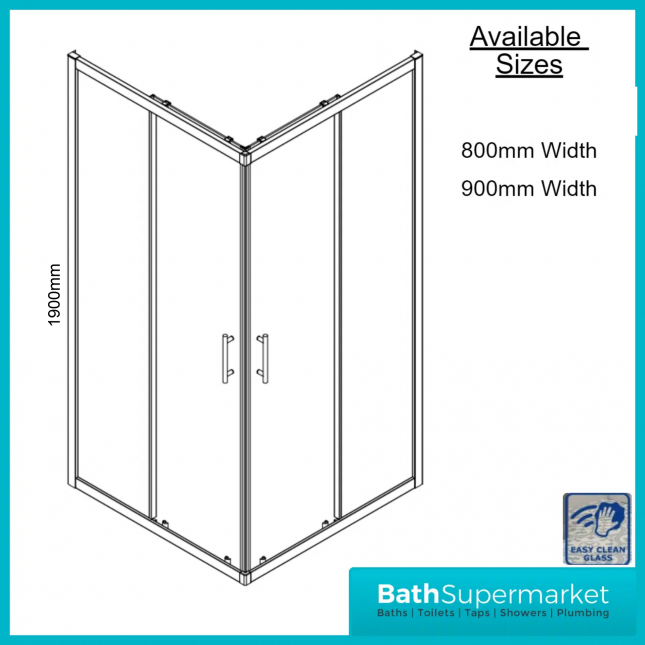 Merlyn Chrome Corner Entry 6mm Shower Enclosure 800mm & 900mm Width 1900mm Height