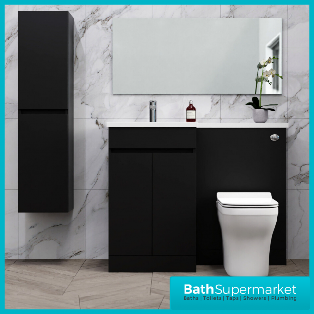 Empire Matt Black Combination L Shape Furniture Pack 1100mm LH & RH – Tall Unit Option - Image 2