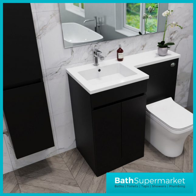 Empire Matt Black Combination L Shape Furniture Pack 1100mm LH & RH – Tall Unit Option