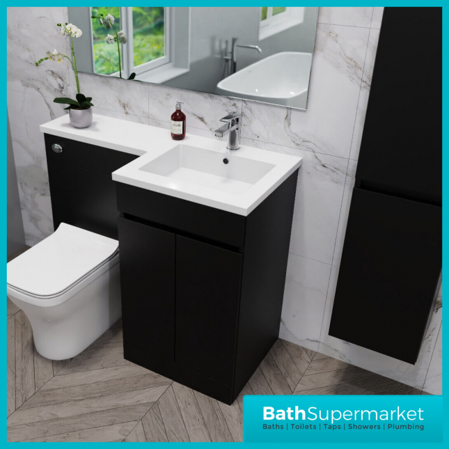 Empire Matt Black Combination L Shape Furniture Pack 1100mm LH & RH – Tall Unit Option