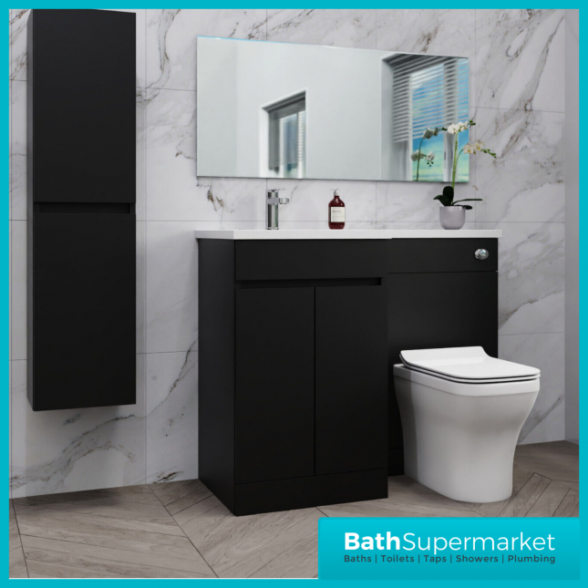 Empire Matt Black Combination L Shape Furniture Pack 1100mm LH & RH – Tall Unit Option