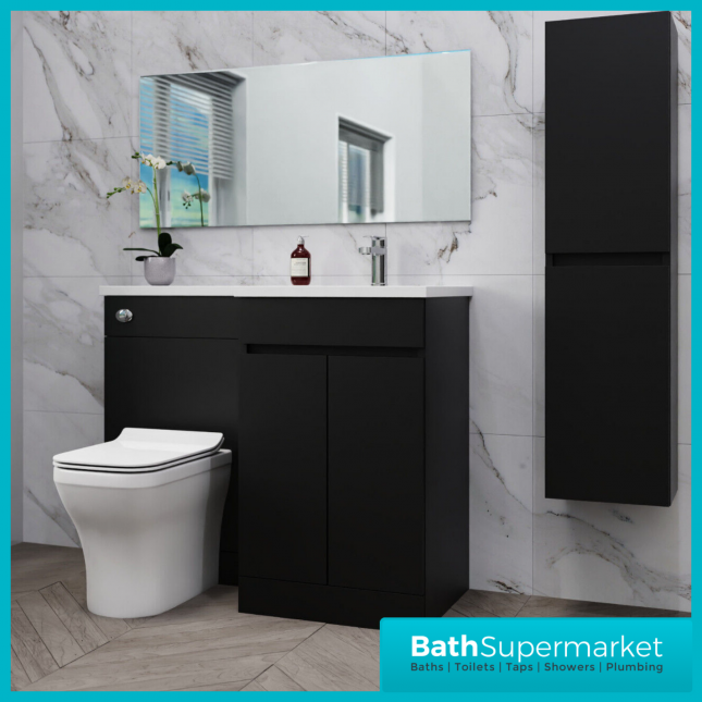 Empire Matt Black Combination L Shape Furniture Pack 1100mm LH & RH – Tall Unit Option