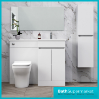 Empire White Gloss Combination L Shape Furniture Pack 1100mm LH & RH – Tall Unit Option