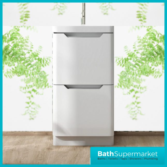 Biella Gloss White Floor Standing Drawer Vanity Unit & Basin 500mm