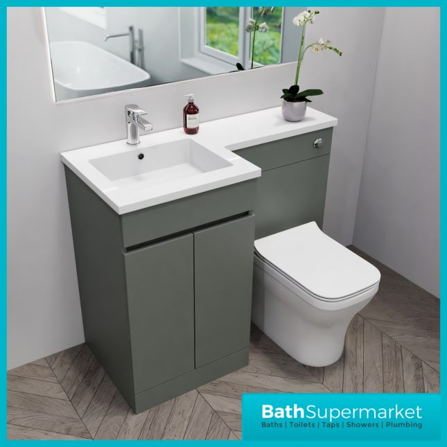 Empire Reed Green Combination L Shape Furniture Pack 1100mm LH & RH – Tall Unit Option