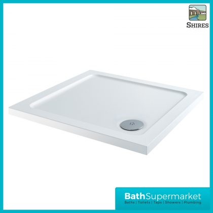 Shires White Square Shower Tray 900mm x 900mm With Chrome Waste