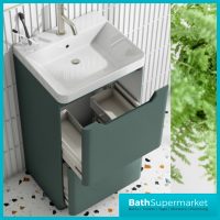 Biella Green Floor Standing Drawer Vanity Unit & Basin 500mm - Image 2