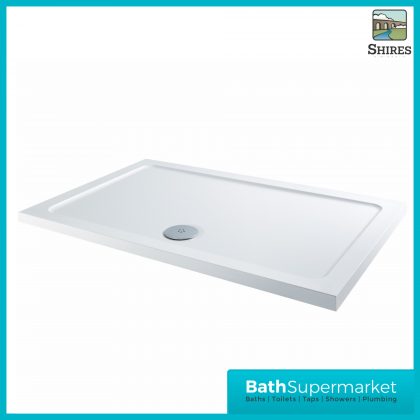 Shires White Rectangular Shower Tray 1000mm x 900mm With Chrome Waste-Slim 30mm High