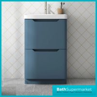 Biella Blue Floor Standing Drawer Vanity Unit & Basin 600mm