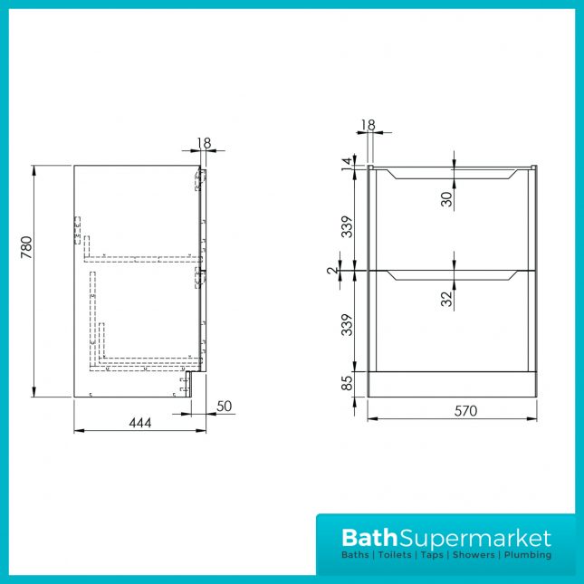 Biella Blue Floor Standing Drawer Vanity Unit & Basin 600mm